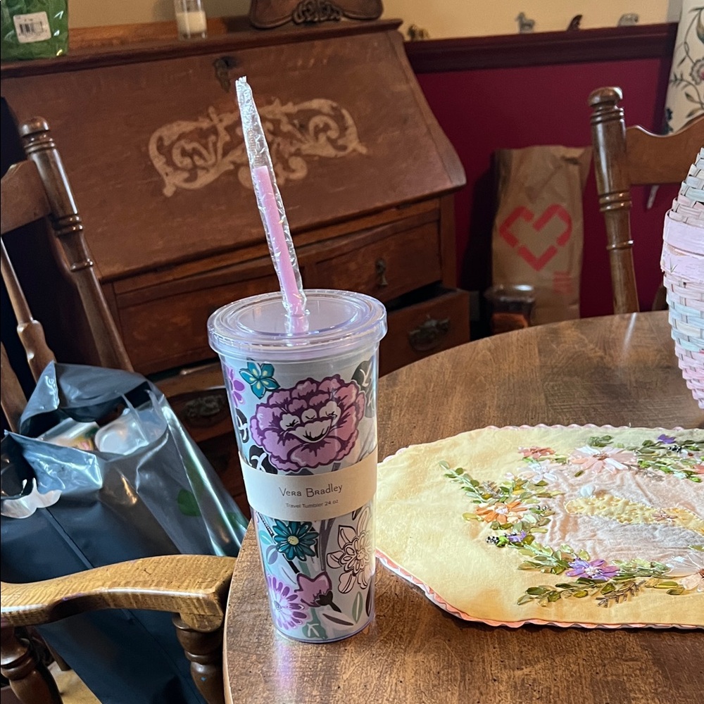 Vera Bradley Floral Double-Wall Tumbler in Pink, Purple & Teal